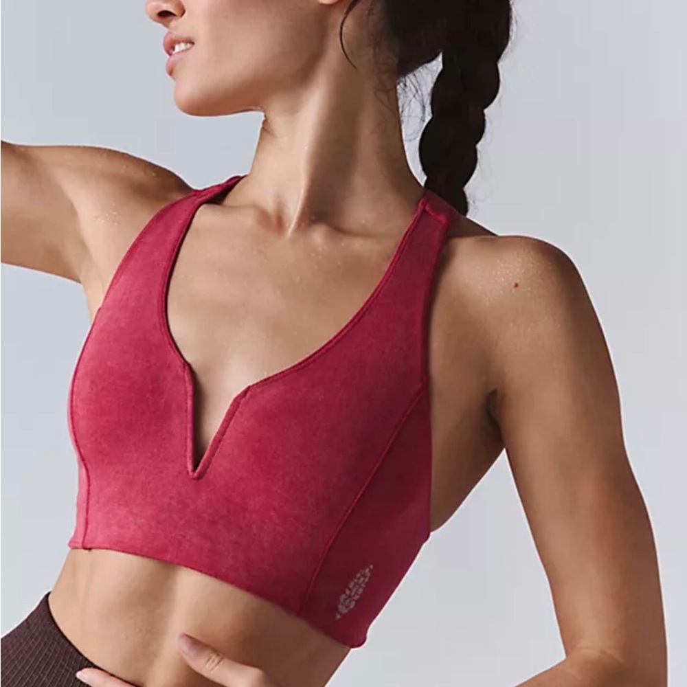 Free People Go To Smooth V Neck Bra Washed Chili Pepper size XS/S NWT